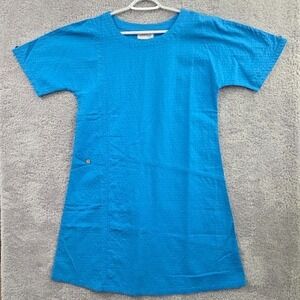 The Vermont Country Store Blue Crinkle Cotton Dress Small Cottagecore Prairie